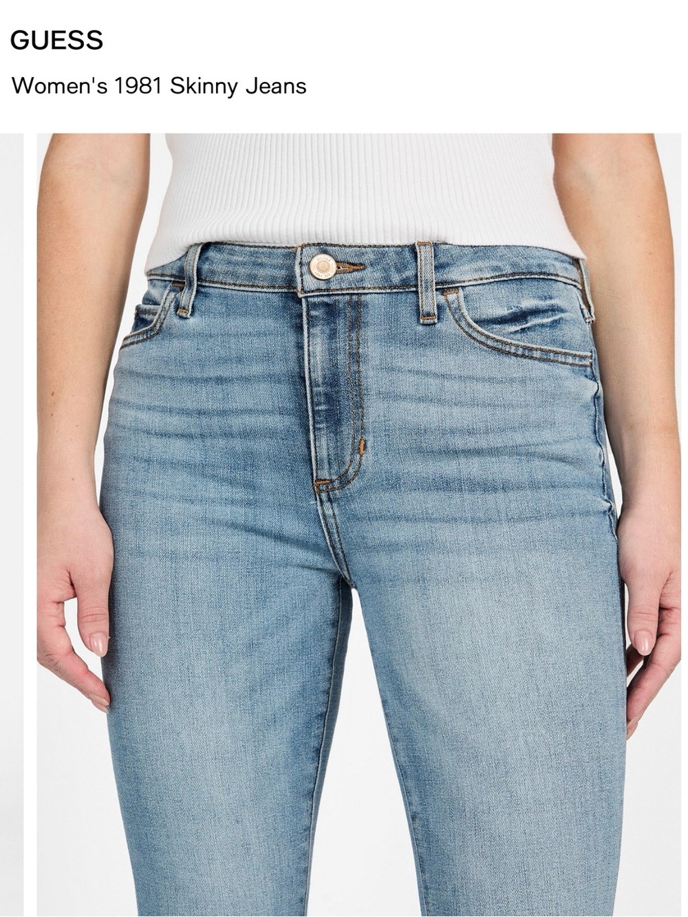 NWT GUESS Women's 1981 High Waisted Skinny Jeans Size 27 Zircon Blue NWT - Picture 3 of 15